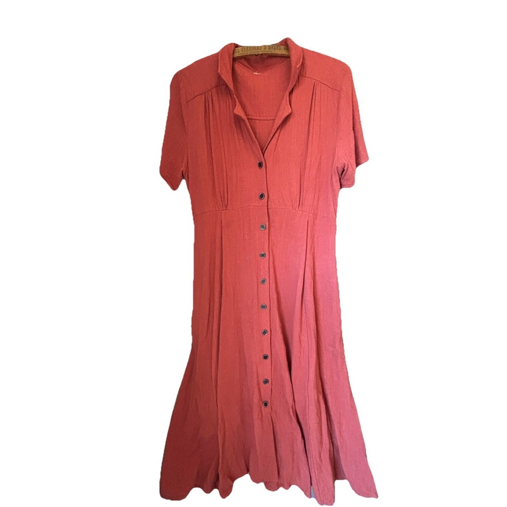 Coral Button-Front Maxi Dress - Women